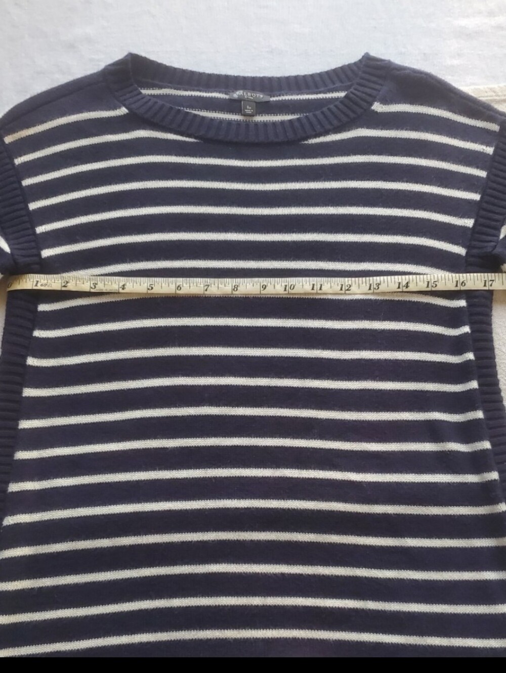 Talbots Sweater Talbots Stripe Sweater Talbots Navy Sweater Small Talbot Top New - Picture 9 of 12
